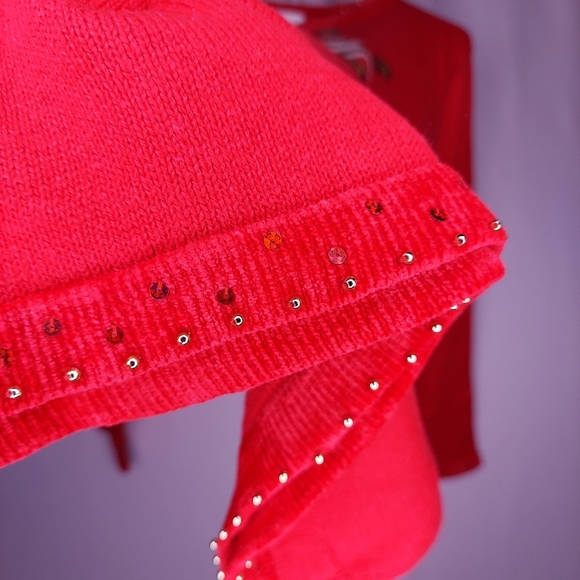 The Quacker Factory Sweater Small Red Patriotic USA Sequin Flag V-Neck Stars - Picture 5 of 11